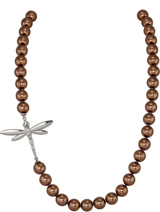 Ожерелье из серебра с жемчугом и куб. цирконием (Арт.l25-df28-s-9)