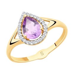 Кольцо золотое пробы 585 с аметистом (Арт.715523)