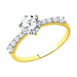 Кольцо из желтого золота с фианитами (Арт.019129-2)