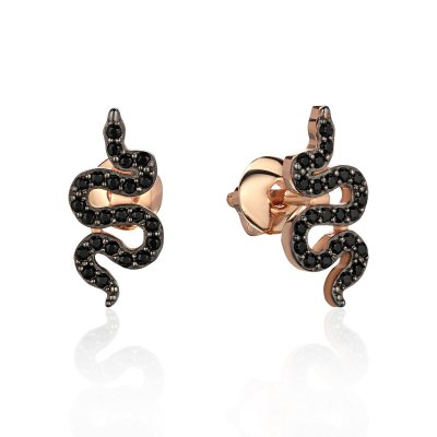 Серьги золотые со шпинелью «Чёрная Змейка» Estet (арт.01С2114475ЧР-1)