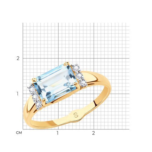 Кольцо золотое пробы 585 с топазом (Арт.716089)