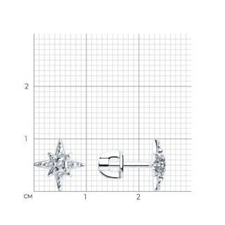 Серьги из серебра с фианитами «Полярная Звезда» Соколов (арт.9402)