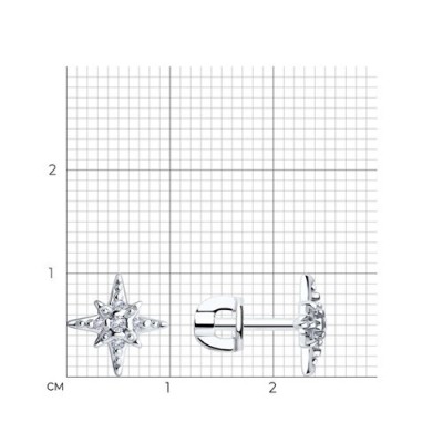 Серьги из серебра с фианитами «Полярная Звезда» Соколов (арт.9402)