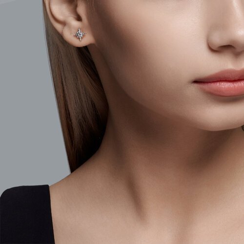 Серьги из серебра с фианитами (Арт.94025892)