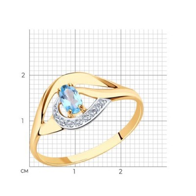 Кольцо золотое с топазом «Небесный Взгляд» Соколов (арт.714641)