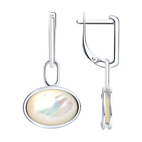 Серьги серебряные с перламутром «Морская Заря» Соколов (арт.8302)