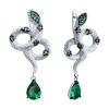 Серьги из серебра с фианитами «Изумрудная Змея» SOKOLOV (арт.94026003)
