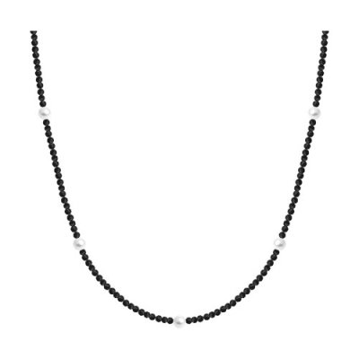 Колье из серебра со шпинелью и синтетическим жемчугом (Арт.83070060)