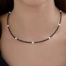 Колье из серебра со шпинелью и синтетическим жемчугом (Арт.83070060) Колье из серебра со шпинелью и синтетическим жемчугом (Арт.83070060)