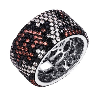 Кольцо серебряное с фианитами «Wild Panther» Fresh Jewelry (арт.CZ-R02368-X-WB-X-X-M1)