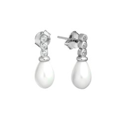 Серьги из серебра с жемчугом и куб. цирконием (Арт.hl-e1527-1-x-w-ps-x-w)