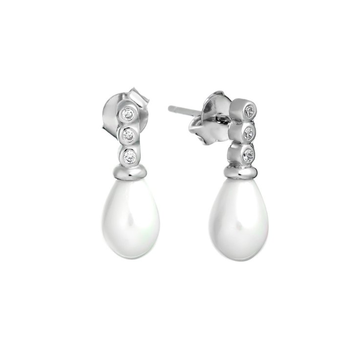 Серьги из серебра с жемчугом и куб. цирконием (Арт.hl-e1527-1-x-w-ps-x-w)