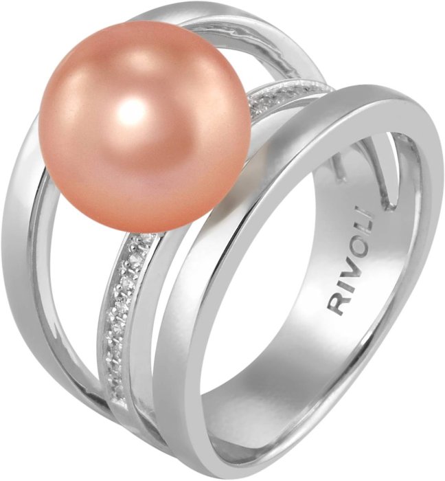 Кольцо из серебра с жемчугом и куб. цирконием (Арт.ahr-1-10-14-s)