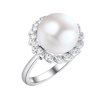 Кольцо с жемчугом и фианитами Nautilus Fresh Jewelry (арт.PI-R02300-X-W-PN-X-W)