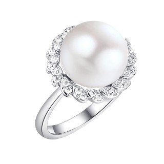 Кольцо с жемчугом и фианитами Nautilus Fresh Jewelry (арт.PI-R02300-X-W-PN-X-W)