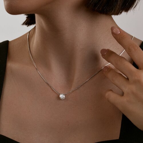 Колье из серебра с фианитом (Арт.94070641)