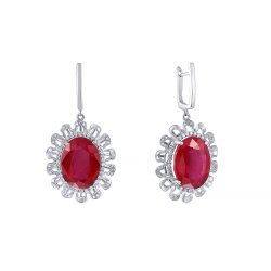 Серьги из белого золота с бриллиантом и рубином (Арт.e01242ar4ws_rv_wg)