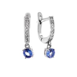 Серьги из серебра с танзанитом и фианитом (Арт.sm-e00571-x-w-tn-x-w)