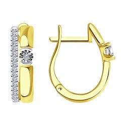 Серьги из комбинированного золота с бриллиантами (Арт.1021552-2)