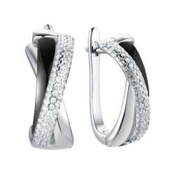 Серьги из серебра с керамикой и фианитом (Арт.tc-e00663-b-w-x-x-w)