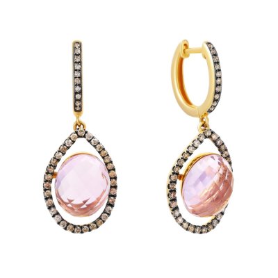 Серьги из золота с аметистом и бриллиантом (Арт.e34264a_dn_am_yg)