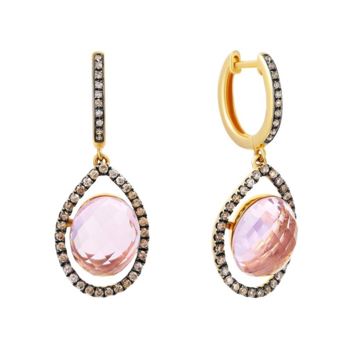 Серьги из золота с аметистом и бриллиантом (Арт.e34264a_dn_am_yg)