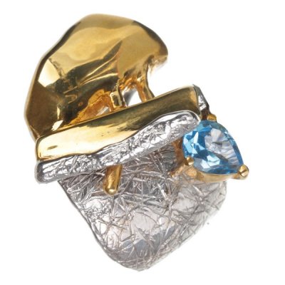 Кольцо с топазом «Ледяная волна» серебро с позолотой Beavers (арт.BS_1105T)