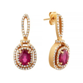 Серьги золотые с бриллиантами и рубинами «Роял Рубин» Mygems (арт.EZ0J594DT6_SR_RU_PINK)
