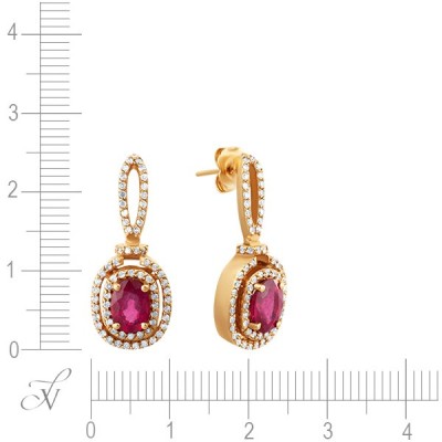 Серьги золотые с бриллиантами и рубинами «Роял Рубин» Mygems (арт.EZ0J594DT6_SR_RU_PINK)