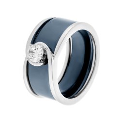 Кольцо из серебра с керамикой и куб. цирконием (Арт.tc-r01164-vl-w-w-x-x)