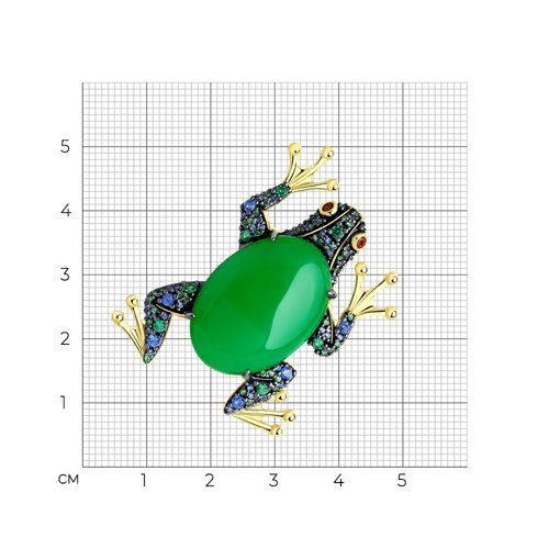 Брошь из золочёного серебра с кварцем и фианитами (Арт.83040023)