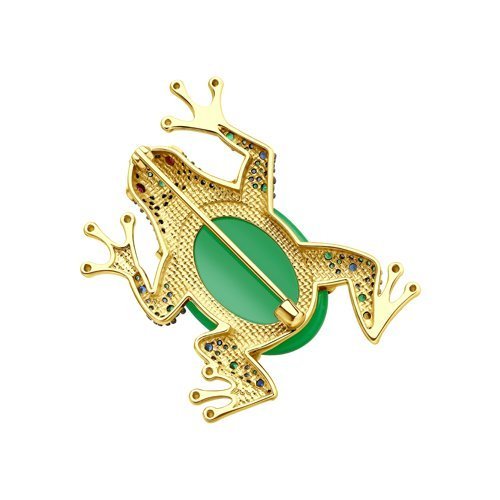 Брошь из золочёного серебра с кварцем и фианитами (Арт.83040023)