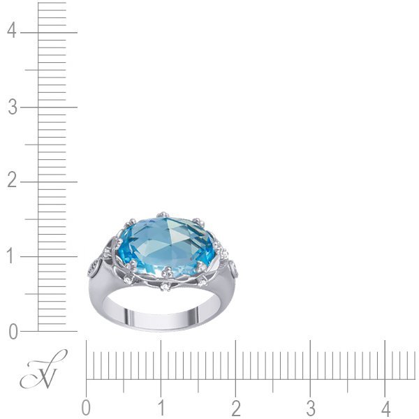 Кольцо из белого золота с бриллиантом и топазом (Арт.gr2153-bkws-w4_bt_wg)