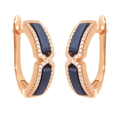 Серьги с керамикой и фианитами «Ceramic Grace» Fresh Jewelry (арт.TM-E00622-Вl-G-X-X-W)