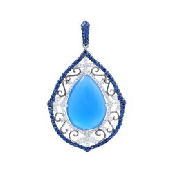 Кулон из белого золота с агатом и бриллиантом (Арт.hf04244p-wbags_pd_sa_gag_wg)