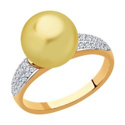 Кольцо из золота с бриллиантами и жемчугом (Арт.8010083)