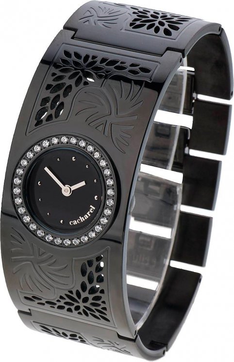 Часы Cacharel CU7342ZNB чёрного цвета из стали и циферблатом с циркониями