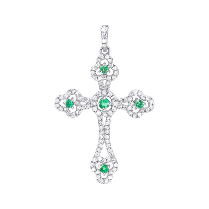Кулон из белого золота с бриллиантом и изумрудом (Арт.mp52743-wd-em_em_wg)