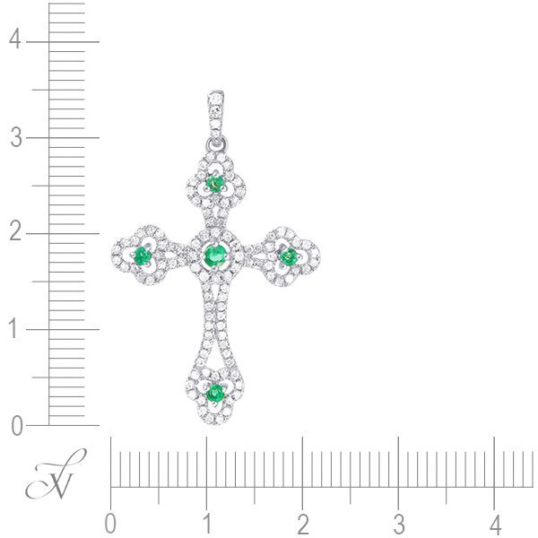 Кулон из белого золота с бриллиантом и изумрудом (Арт.mp52743-wd-em_em_wg)