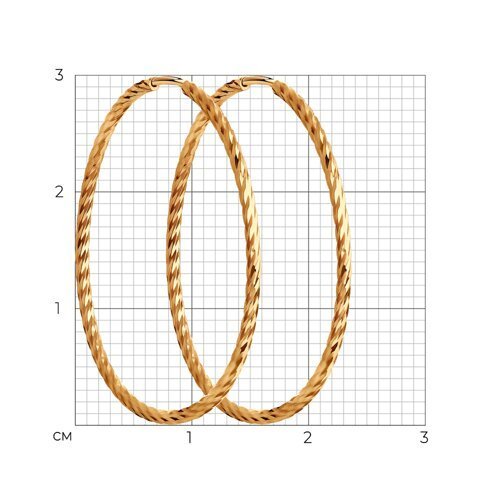Серьги конго из золота с алмазной гранью (Арт.140147)