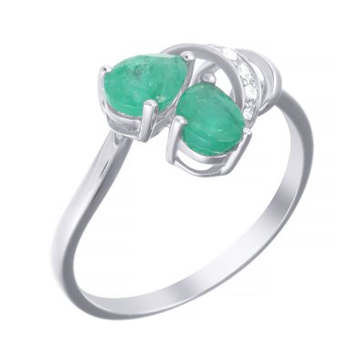 Кольцо из белого золота с бриллиантом и изумрудом (Арт.n708ema4wx_em_wg)