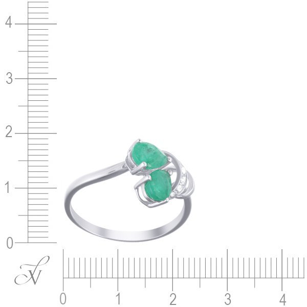 Кольцо из белого золота с бриллиантом и изумрудом (Арт.n708ema4wx_em_wg)