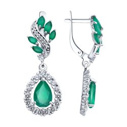 Серьги из серебра с агатами и фианитами (Арт.92022840)