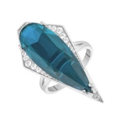 Кольцо из серебра с куб. цирконием и ситаллом (Арт.pd-r00289-x-w-lbg-x-w)
