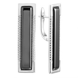 Серьги из серебра с керамикой и фианитом (Арт.tc-e02471-b-w-x-x-w)