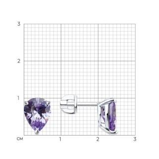 Серьги из серебра с фианитом «Лавандовый лепесток» Соколов (арт.94026835)