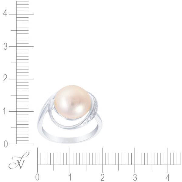 Кольцо из белого золота с бриллиантом и жемчугом (Арт.r26951_ko_wp_002_wg)