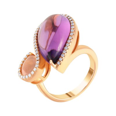 Кольцо из золота с аметистом и бриллиантом (Арт.r30826_ko_am_rq_pink)