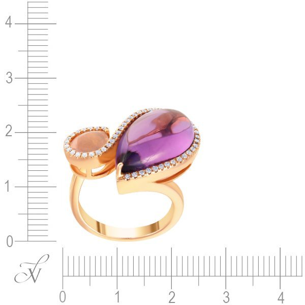 Кольцо из золота с аметистом и бриллиантом (Арт.r30826_ko_am_rq_pink)