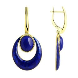 Серьги из золочёного серебра с ляписом и эмалью (Арт.93-321-01863-1)